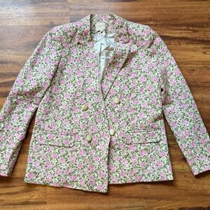 Sezane Pink and Green Floral Blazer